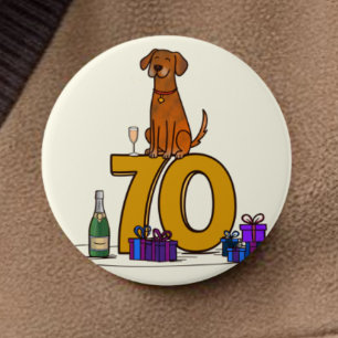 Badge Rond 7,6 Cm Amoureux de les chiens 70e anniversaire