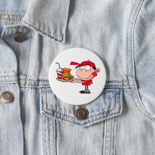 Badge Rond 7,6 Cm Amusant Kid Fast Food Burger, Fries et Boire