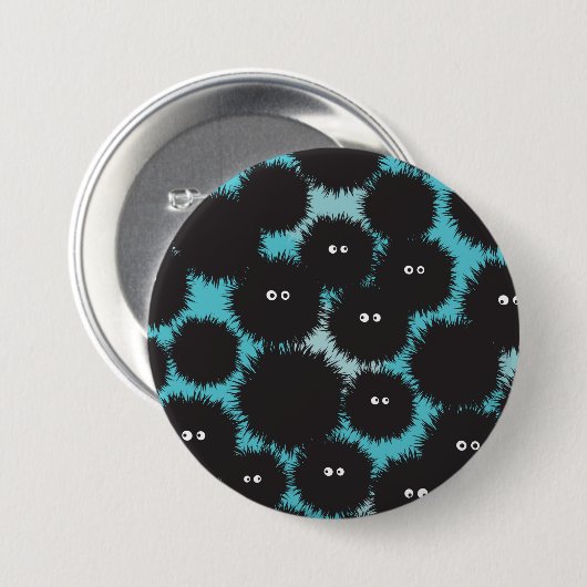 Badge Rond 7,6 Cm Amusant monstres noirs moelleux (Devant & derrière)