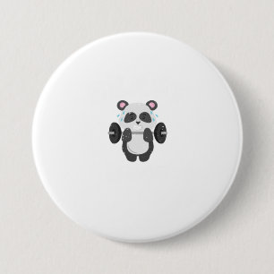 Badge Rond 7,6 Cm Amusant Poids Gym Panda Exercice sur la bête