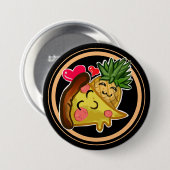 Badge Rond 7,6 Cm Ananas Pizza Love (Devant & derrière)