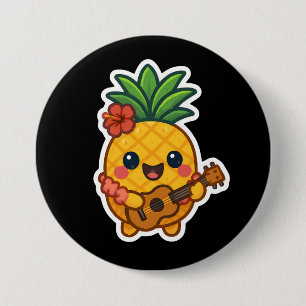 Badge Rond 7,6 Cm Ananas souriant Kawaii - Tropical
