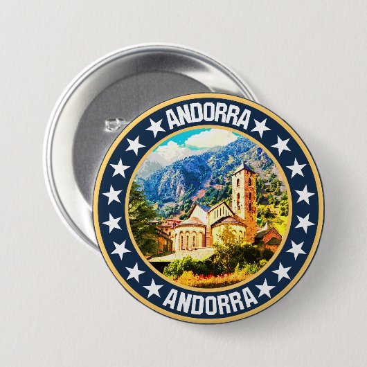 Badge Rond 7,6 Cm Andorre (Devant & derrière)