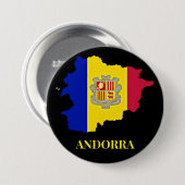 Badge Rond 7,6 Cm Andorre Silhouette, drapeau, (Devant & derrière)