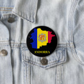 Badge Rond 7,6 Cm Andorre Silhouette, drapeau, (En situation)