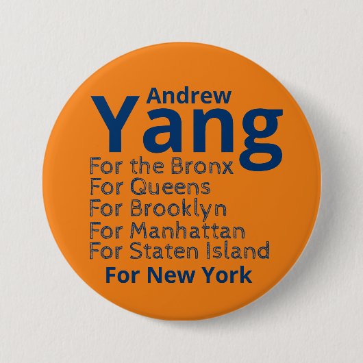 Badge Rond 7,6 Cm Andrew Yang pour Mayor Button (Devant)