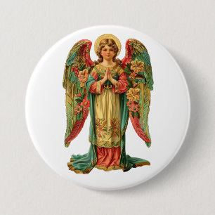 Badge Rond 7,6 Cm Ange de Noël