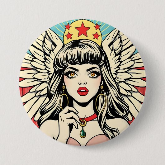 Badge Rond 7,6 Cm Ange gardien (Devant)