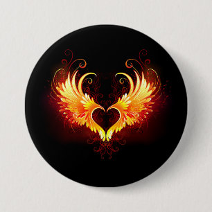 Badge Rond 7,6 Cm Angel Fire Heart with Wings