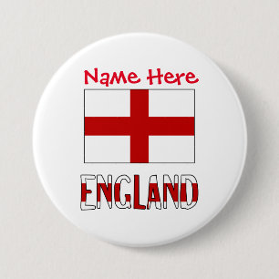 Badge Rond 7,6 Cm Anglais Drapeau Rouge Personnalisation