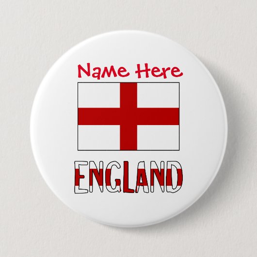 Badge Rond 7,6 Cm Anglais Drapeau Rouge Personnalisation (Devant)