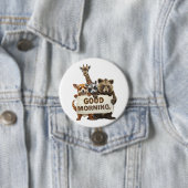 Badge Rond 7,6 Cm Animaux, Bonjour, (En situation)