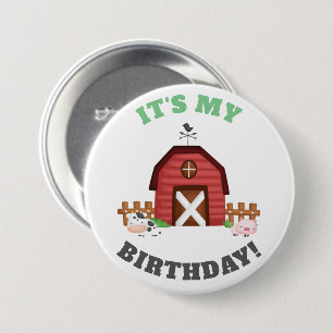 Badge Rond 7,6 Cm Animaux de ferme Garçon/Fille d'anniversaire de l