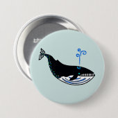 Badge Rond 7,6 Cm Animaux sauvages - BALEINE Bleue— Vert spray de me (Devant & derrière)