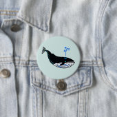 Badge Rond 7,6 Cm Animaux sauvages - BALEINE Bleue— Vert spray de me (En situation)
