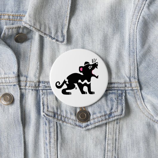 Badge Rond 7,6 Cm Animaux sauvages - DIABLE TASMANIEN - Marsupial (En situation)