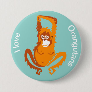 Badge Rond 7,6 Cm Animaux sauvages - I love ORANGUTANS - Ape - Prima