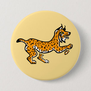 Badge Rond 7,6 Cm Animaux sauvages - Ibérique LYNX - jaune