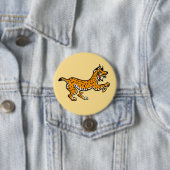 Badge Rond 7,6 Cm Animaux sauvages - Ibérique LYNX - jaune (En situation)