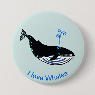 Badge Rond 7,6 Cm Animaux sauvages - J'aime les BALEINES - Animaux m