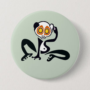 Badge Rond 7,6 Cm Animaux sauvages - Lente LORIS - Primate - Vert