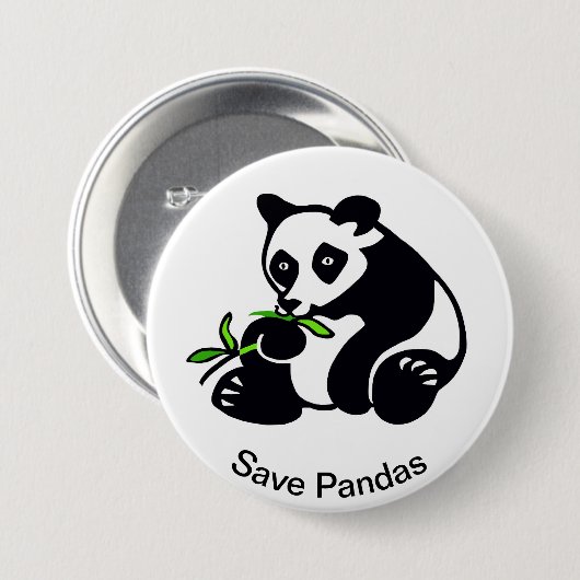 Badge Rond 7,6 Cm Animaux sauvages - Save PANDAS - faune (Devant & derrière)