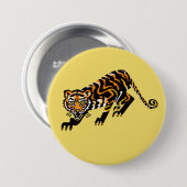 Badge Rond 7,6 Cm Animaux sauvages - TIGER - Faune - Jaune (Devant & derrière)