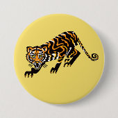 Badge Rond 7,6 Cm Animaux sauvages - TIGER - Faune - Jaune (Devant)