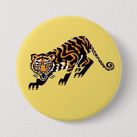 Badge Rond 7,6 Cm Animaux sauvages - TIGER - Faune - Jaune (Devant)