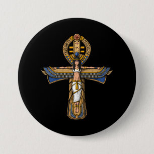 Badge Rond 7,6 Cm Ankh égyptien