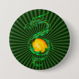 Badge Rond 7,6 Cm Année chinoise du Dragon Jade Vert