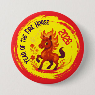 Badge Rond 7,6 Cm Année de célébration du Nouvel An chinois Cheval