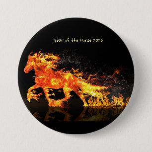 Badge Rond 7,6 Cm Année du Cheval 2026 (Cheval de Feu)