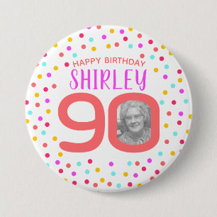 Badge Rond 7,6 Cm anniversaire de corail coloré de confettis de