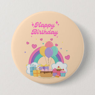 Badge Rond 7,6 Cm Anniversaire de enfant arc-en-ciel