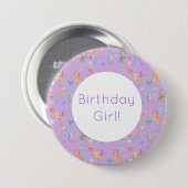 Badge Rond 7,6 Cm Anniversaire de Mermaid (Devant & derrière)
