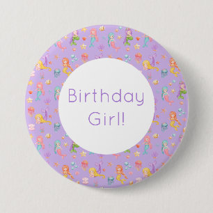 Badge Rond 7,6 Cm Anniversaire de Mermaid