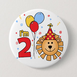 Badge Rond 7,6 Cm Anniversaire de visage de lion 2ème