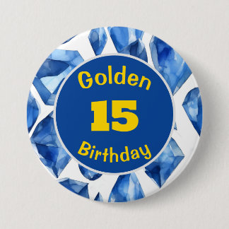Badge Rond 7,6 Cm Anniversaire doré Septembre Pierre d'anniversaire 