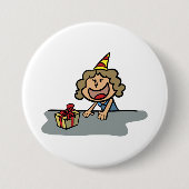 Badge Rond 7,6 Cm Anniversaire Fille Avec Un Cadeau (Devant)