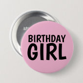 BADGE ROND 7,6 CM ANNIVERSAIRE FILLE BOUTONS ROSE (Devant & derrière)