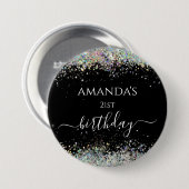 Badge Rond 7,6 Cm Anniversaire holographique parties scintillant per (Devant & derrière)
