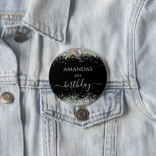 Badge Rond 7,6 Cm Anniversaire holographique parties scintillant per (En situation)