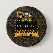 Badge Rond 7,6 Cm Anniversaire personnalisé en construction (Devant)