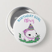Badge Rond 7,6 Cm Anniversaire Personnalisé Fille Axolotl Thème (Devant & derrière)