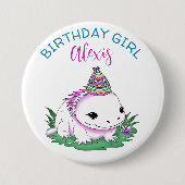 Badge Rond 7,6 Cm Anniversaire Personnalisé Fille Axolotl Thème (Devant)