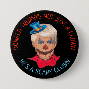 Badge Rond 7,6 Cm Anti bouton de Donald Trump de clown effrayant
