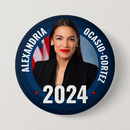 Badge Rond 7,6 Cm AOC - Alexandria Ocasio-Cortez 2024 (Devant)