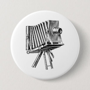 Badge Rond 7,6 Cm Appareil-photo vintage - noir antique de