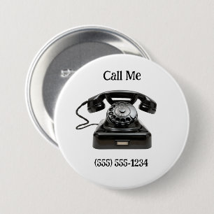 Badge Rond 7,6 Cm Appelez-moi Téléphone à l'ancienne mode Téléphone 